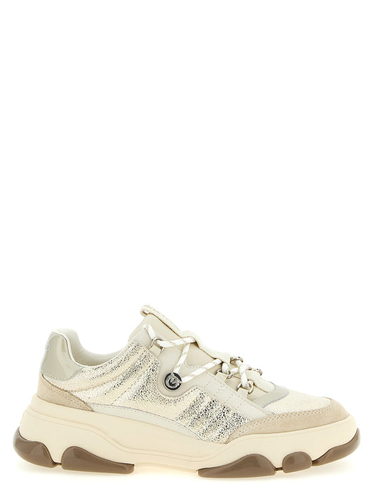 Sneakers by PINKO for women in polyurethane & suede cowhide leather multicolor presents a on trend silhouette from the Athena Women's Chunky Polyurethane & Suede Cowhide Leather Sneakers collection, showcasing a on trend chunky style for an elevated aesthetic.