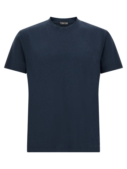 Tom Ford Men's Regular Fit Short-Sleeve Crew Neck Lyocell & Cotton T-Shirt - Blue
