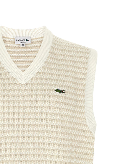 Lacoste Beige Cotton Sleeveles Sweater