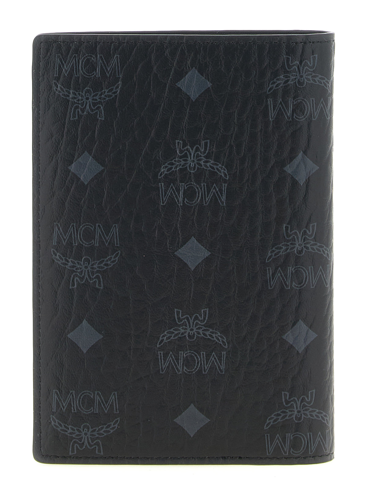 Cardholder Wallet by MCM for men in cotton coated canvas & poly leather black & monogram presents a streamlined silhouette, showcasing the sophisticated design of the Visetos Cotton Coated Canvas & Poly Leather Cardholder Wallet collection with functional card-organization.