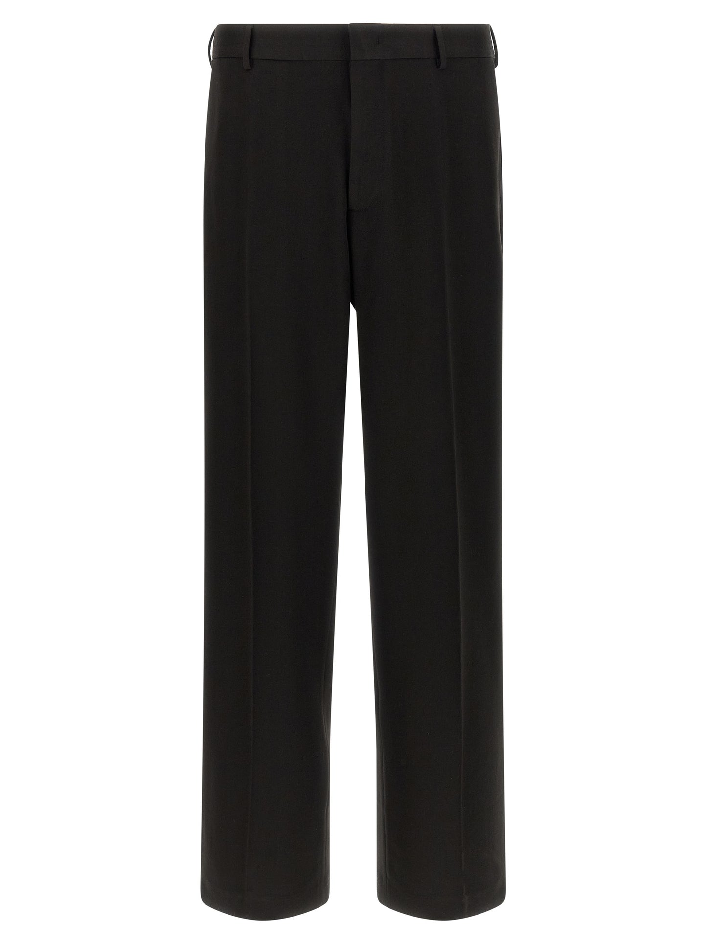 CELLAR DOOR Men's Straight Stretch Polyester & Viscose Trousers - Black