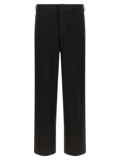 CELLAR DOOR Men's Straight Stretch Polyester & Viscose Trousers - Black