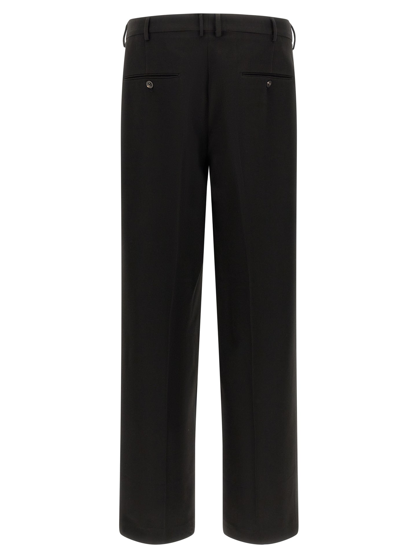 CELLAR DOOR Men's Straight Stretch Polyester & Viscose Trousers - Black