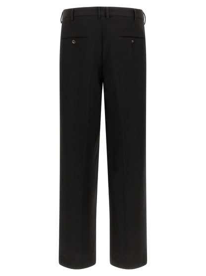 CELLAR DOOR Men's Straight Stretch Polyester & Viscose Trousers - Black