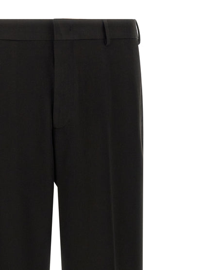 CELLAR DOOR Men's Straight Stretch Polyester & Viscose Trousers - Black
