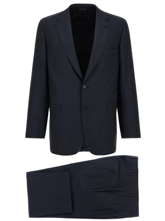 Pant Suit by Brioni for men in wool navy presents a sublime silhouette, showcasing a sophisticated and a sublime straight that exemplifies modern elegance.