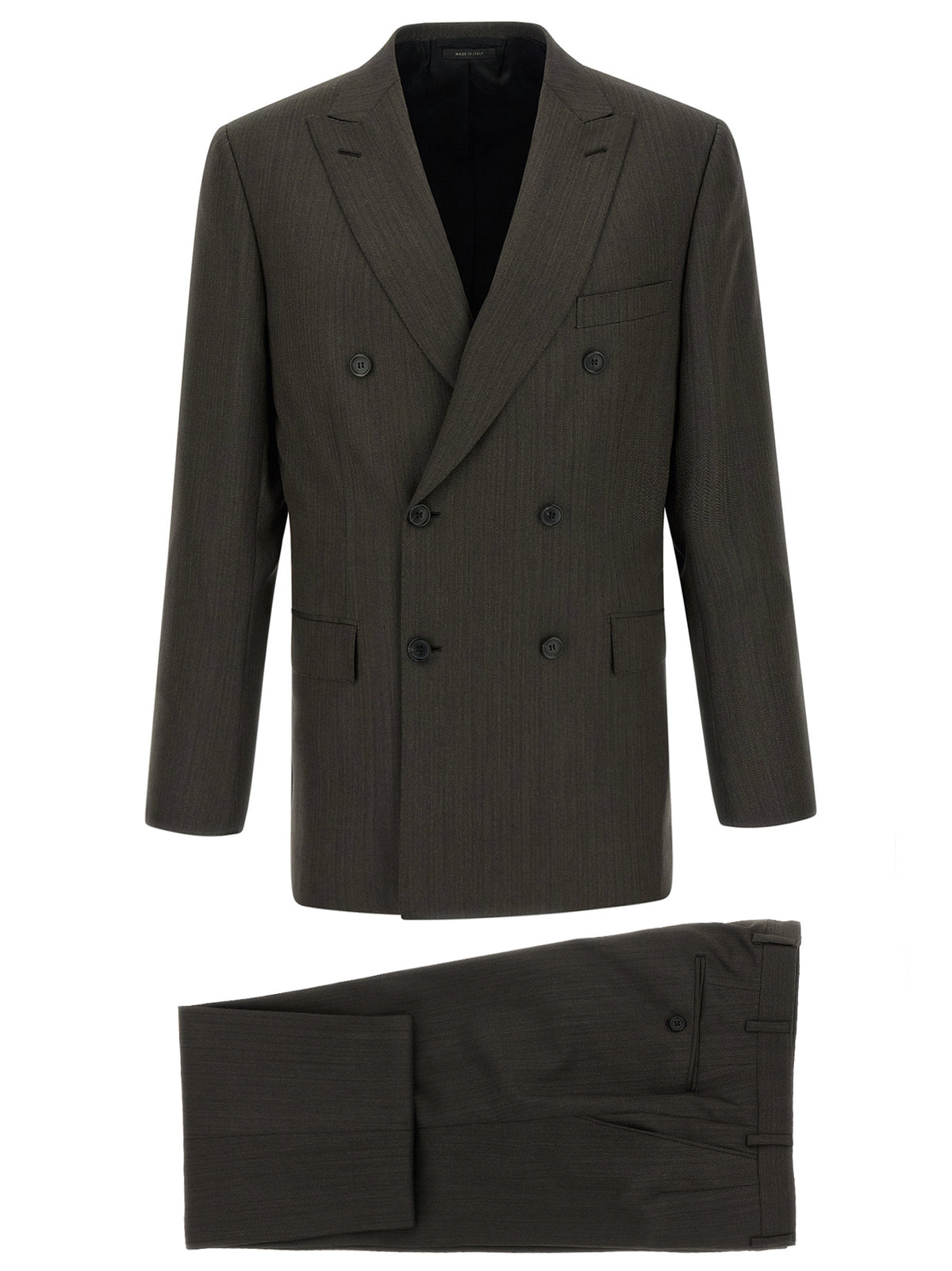 This Pant Suit by Brioni for men in wool brown presents a discerning silhouette, featuring a sophisticated and a discerning for a refined and polished look.