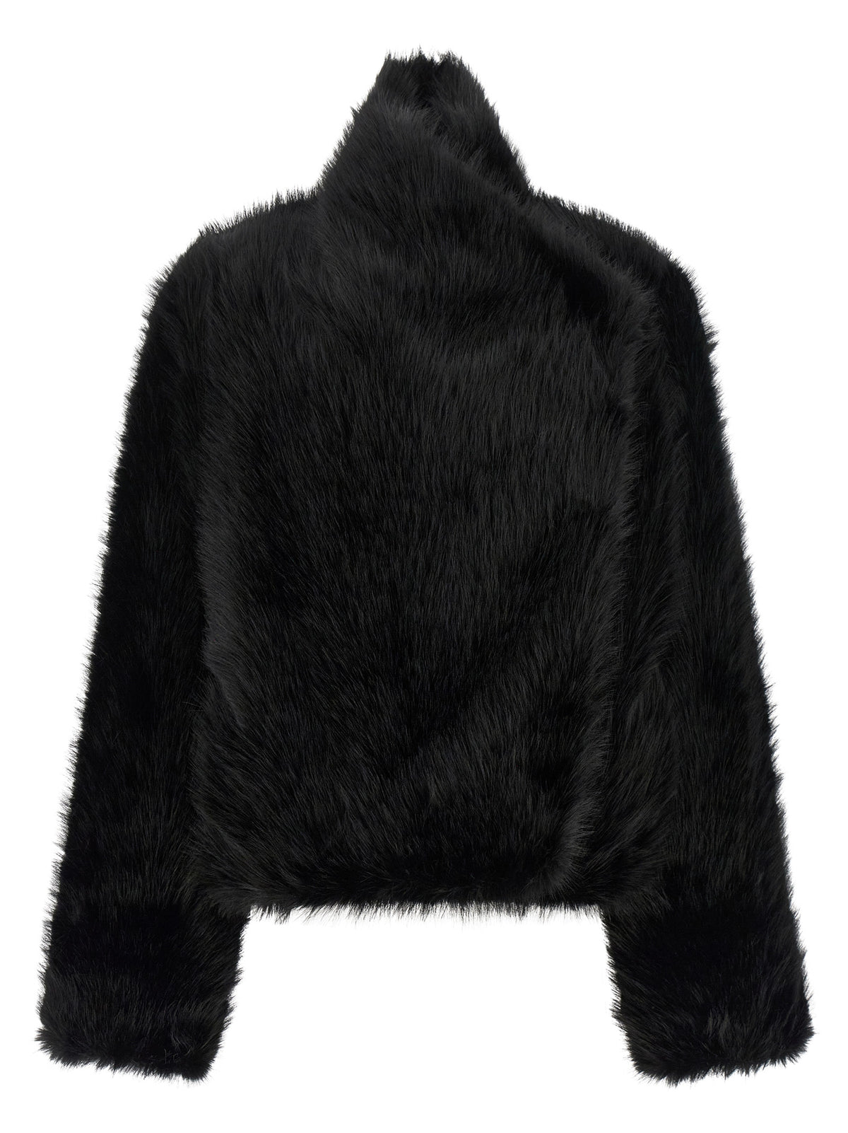Overcoat by B&B COUTURE for women in polyester faux fur black features a contemporary silhouette showcasing a contemporary and refined for a sophisticated finish.