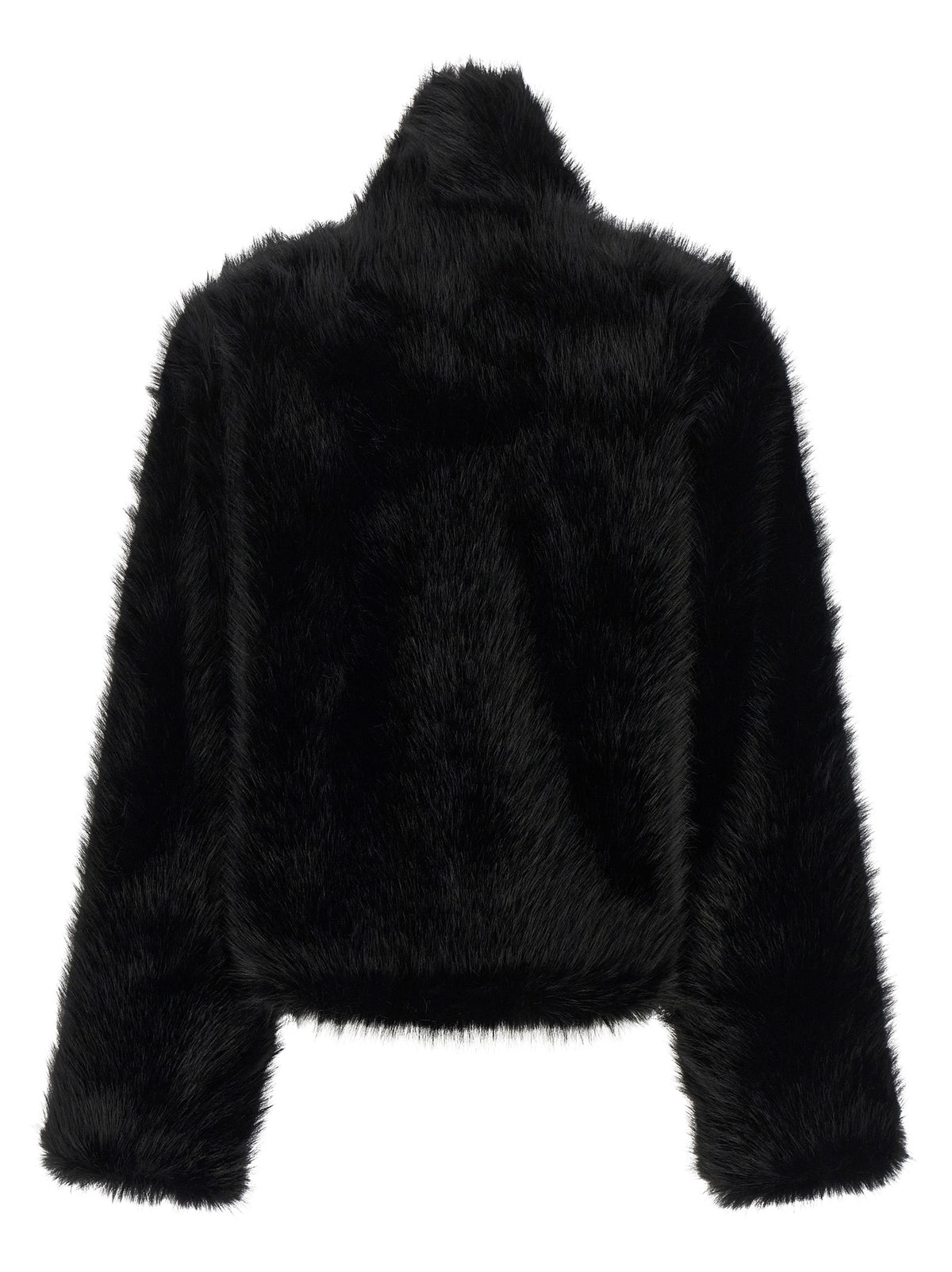 Overcoat by B&B COUTURE for women in polyester faux fur black showcases a enveloping silhouette, detailed with distinctive and a enveloping .