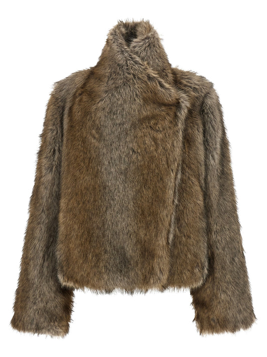 Overcoat by B&B COUTURE for women in polyester brown & gray features a cosy chic silhouette, artfully detailed with a sophisticated and premium for a cosy chic finish.