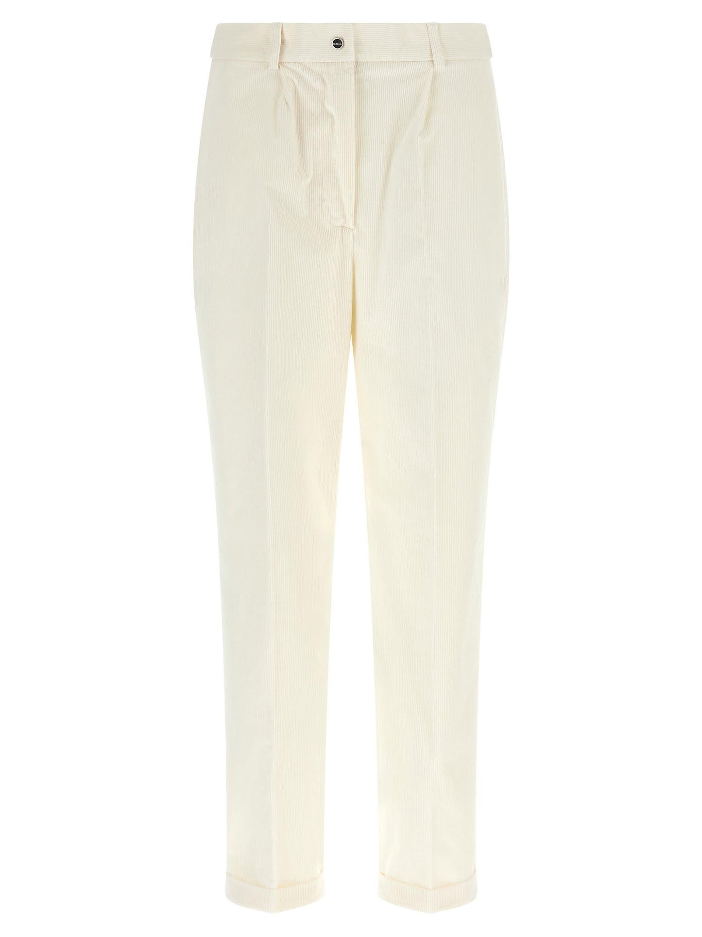 Kiton White Cotton Casual Pants