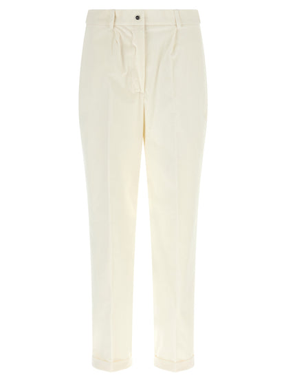 Kiton White Cotton Casual Pants