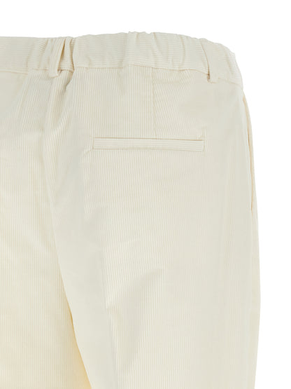 Kiton White Cotton Casual Pants
