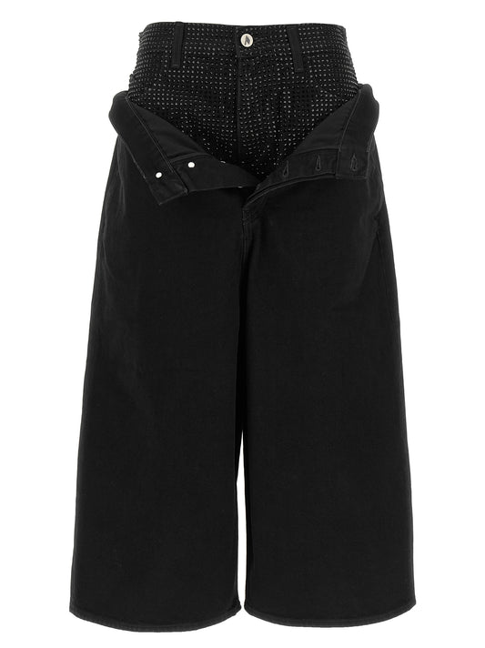 Jeans by The Attico for women in denim cotton black & silver features an sartorial wide & cropped and cropped with a cut for a sartorial finish.