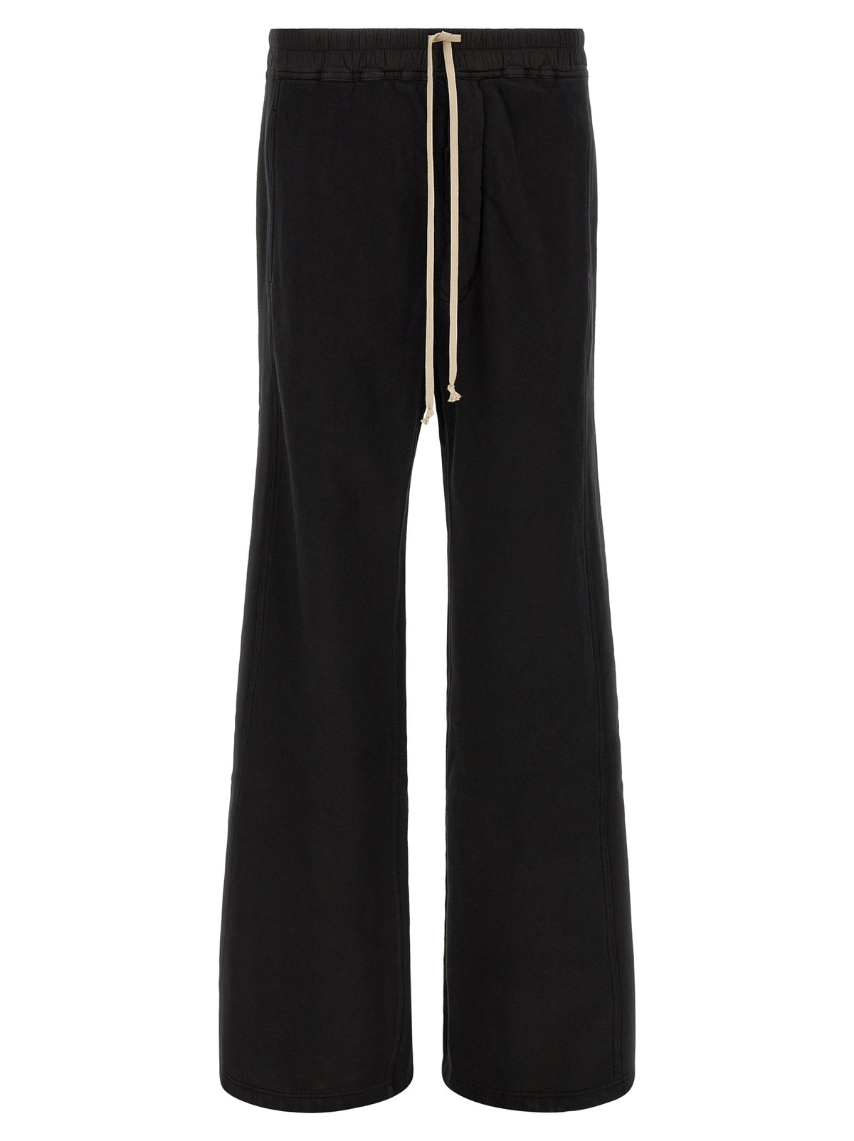 Trousers by DRKSHDW for men in horse leather & cotton black & silver features a artisanal silhouette, showcasing a sophisticated flared & wide with a long and for a artisanal finish.