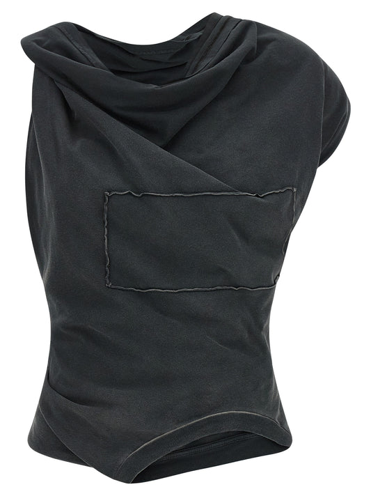 Blouse by Maison Margiela for women in cotton gray & white features an polished silhouette, showcasing a sophisticated and detail for a truly polished finish.