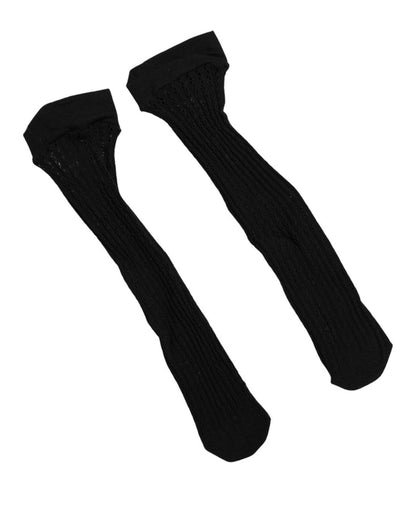 Socks by Dolce & Gabbana for women in stretch nylon & calf leather black presents a perennial silhouette, artfully capturing the refined essence of the perennial Women's Stretch Nylon & Calf Leather Socks design with a perennial finish.