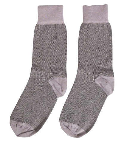 Socks by Dolce & Gabbana for women in polyester cotton nylon & calf leather charcoal, gray & lavender features a snug silhouette, artfully capturing the essence of the snug Women's Polyester Cotton Nylon & Calf Leather Socks design for a sophisticated look.