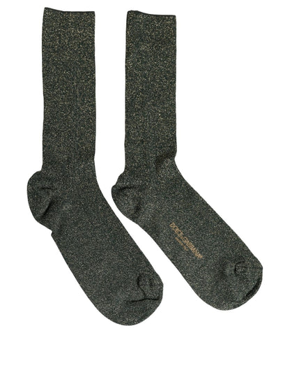 Socks by Dolce & Gabbana for women in polyester viscose nylon & calf leather dark-green features a contemporary knit construction, showcasing the sophisticated design of this Women's Polyester Viscose Nylon & Calf Leather Socks with its contemporary finish.