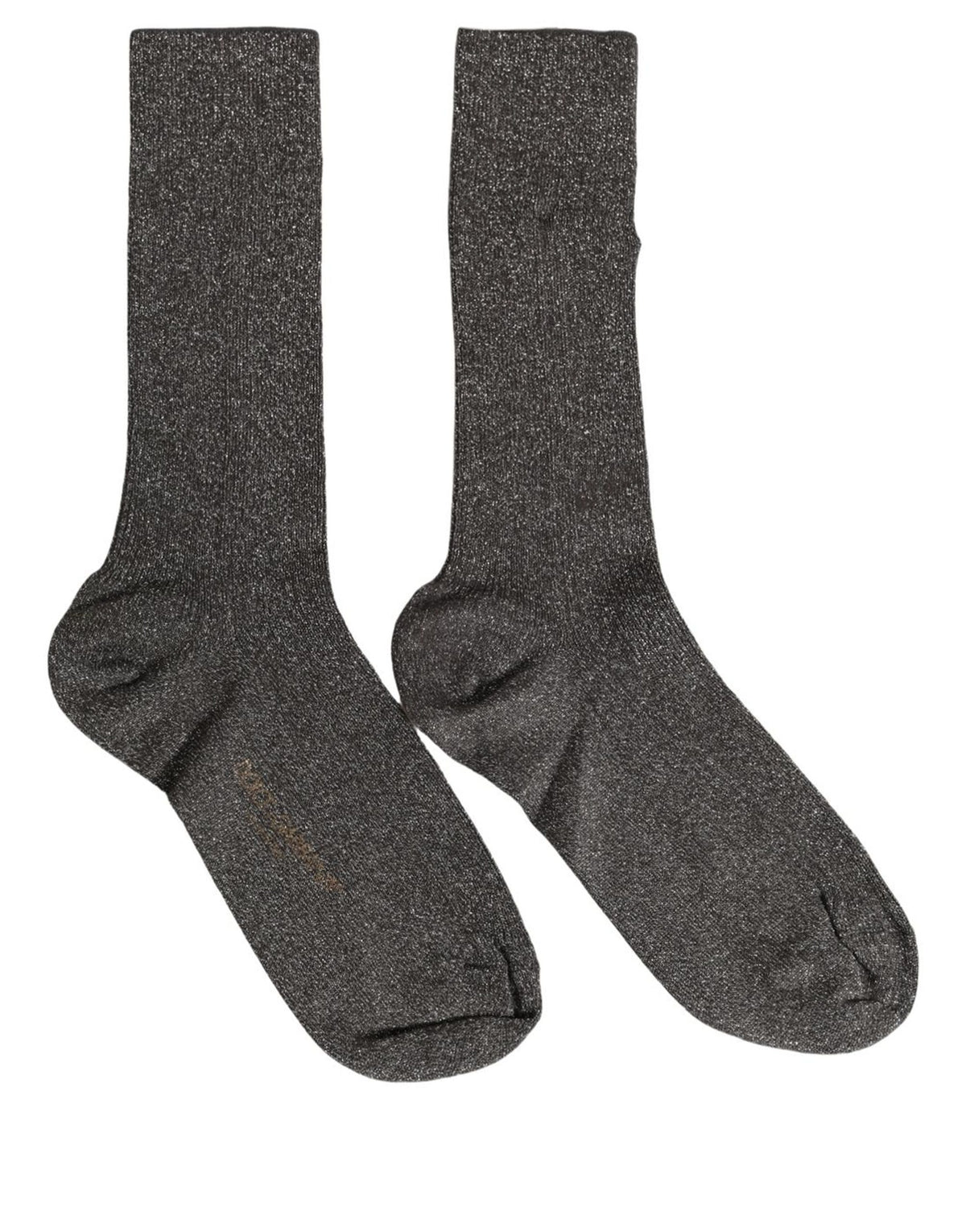 Socks by Dolce & Gabbana for women in polyester viscose nylon & calf leather dark-gray features a snug silhouette, artfully capturing the essence of the snug Women's Polyester Viscose Nylon & Calf Leather Socks design for a sophisticated look.