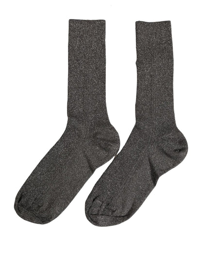These Socks by Dolce & Gabbana for women in polyester viscose nylon & calf leather dark-gray present a utilitarian silhouette from the Women's Polyester Viscose Nylon & Calf Leather Socks collection, offering a utilitarian fit and refined aesthetic.