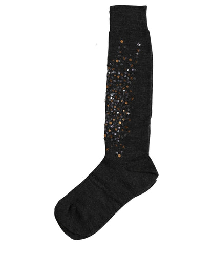 Dolce & Gabbana Women's Elastane Nylon Polyester & Wool Socks - Dark Gray