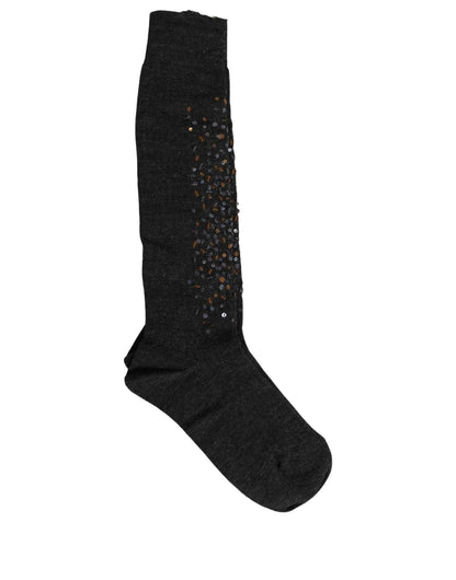 Dolce & Gabbana Women's Elastane Nylon Polyester & Wool Socks - Dark Gray