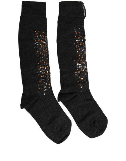 Dolce & Gabbana Women's Elastane Nylon Polyester & Wool Socks - Dark Gray