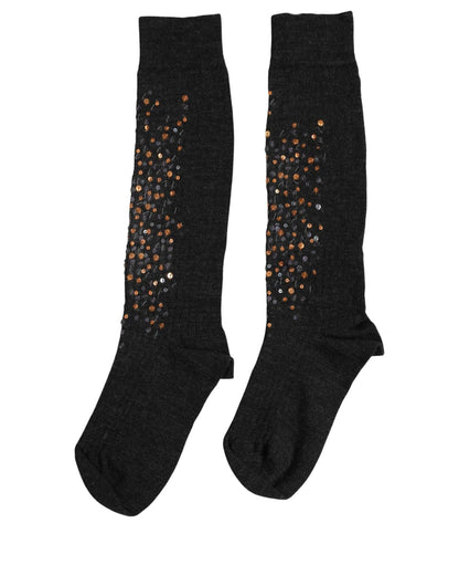 Dolce & Gabbana Women's Elastane Nylon Polyester & Wool Socks - Dark Gray