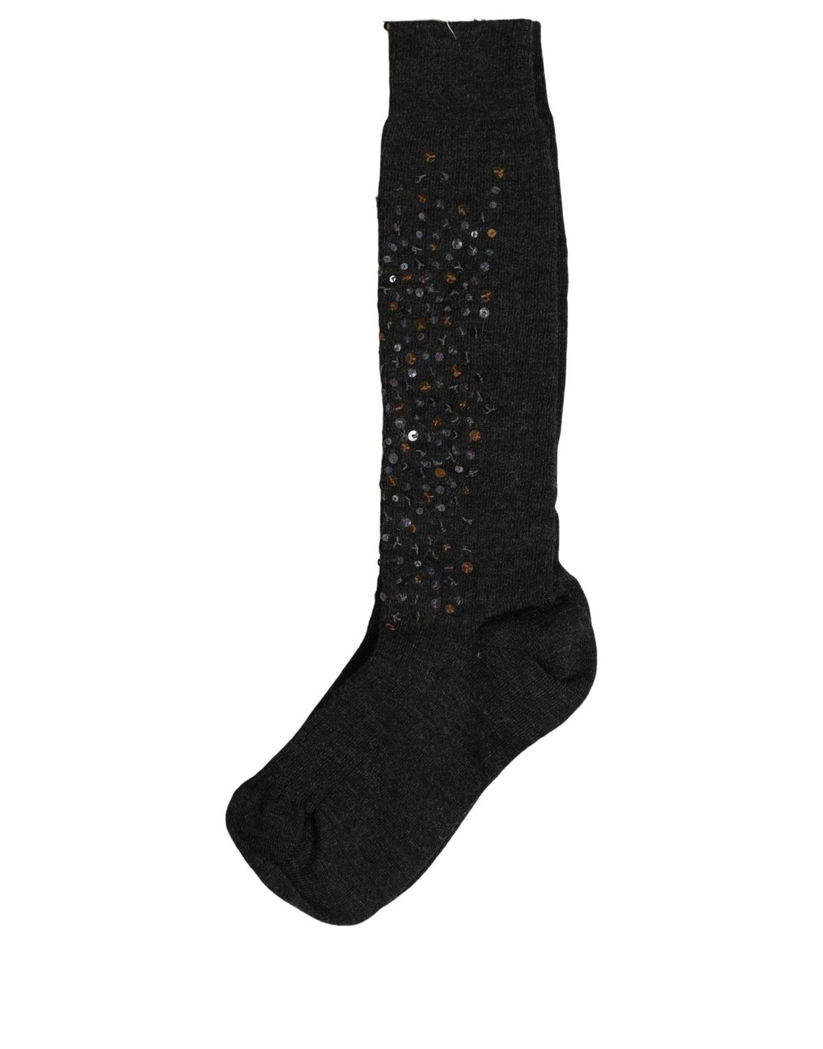 Socks by Dolce & Gabbana for women in elastane nylon polyester & wool dark-gray features a contemporary knit construction, showcasing the sophisticated design of this Women's Elastane Nylon Polyester & Wool Socks with its contemporary finish.