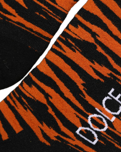 Socks by Dolce & Gabbana for women in stretch cotton & nylon black, orange, patterned & striped presents a perennial silhouette, artfully capturing the refined essence of the perennial Women's Stretch Cotton & Nylon Socks design with a perennial finish.
