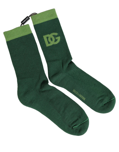 Socks by Dolce & Gabbana for women in nylon cotton & calf leather green & jacquard features an stylish silhouette, showcasing the stylish design of this Women's Nylon Cotton & Calf Leather Socks with a stylish finish.