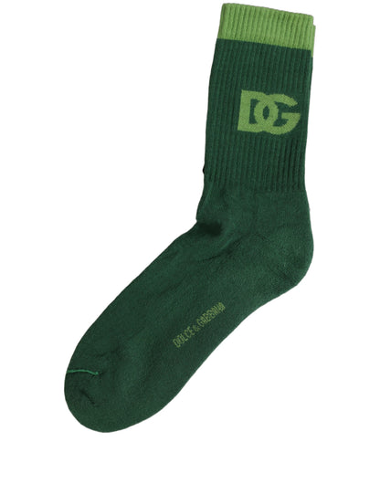 Socks by Dolce & Gabbana for women in nylon cotton & calf leather green & jacquard features an utilitarian chic finish from the Women's Nylon Cotton & Calf Leather Socks collection, offering an utilitarian chic fit that ensures sophisticated comfort.