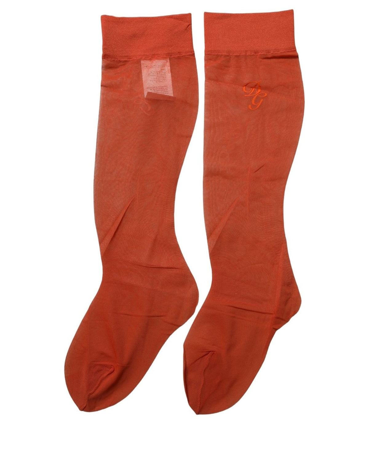 Socks by Dolce & Gabbana for women in elastane nylon & polypropylene orange features a contemporary knit construction, showcasing the sophisticated design of this Women's Elastane Nylon & Polypropylene Socks with its contemporary finish.