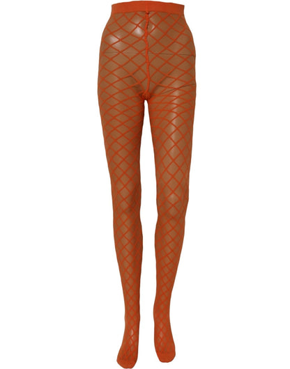 Pantyhose by Dolce & Gabbana for women in nylon orange & patterned features a bespeak silhouette, showcasing the bespeak design of this Women's Nylon Pantyhose.