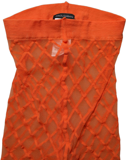 Pantyhose by Dolce & Gabbana for women in nylon orange & patterned features a flawless silhouette, showcasing the signature style of the Women's Nylon Pantyhose.