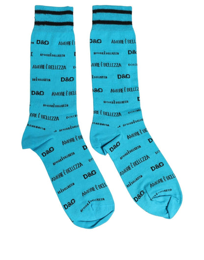 Socks by Dolce & Gabbana for women in nylon cotton & calf leather black & light-blue features a nuanced silhouette, showcasing the nuanced Women's Nylon Cotton & Calf Leather Socks design with a refined, premium finish.