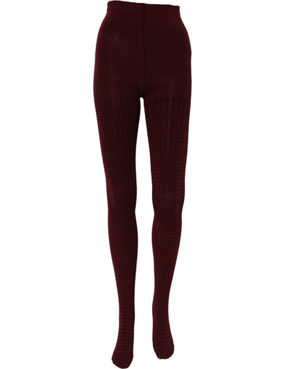 Dolce & Gabbana Burgundy Nylon Fishnet Pantyhose Stockings Socks