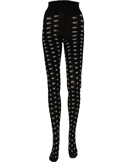 Pantyhose by Dolce & Gabbana for women in nylon black, white & patterned presents a nuanced silhouette, showcasing the Women's Nylon Pantyhose design for a truly nuanced finish.