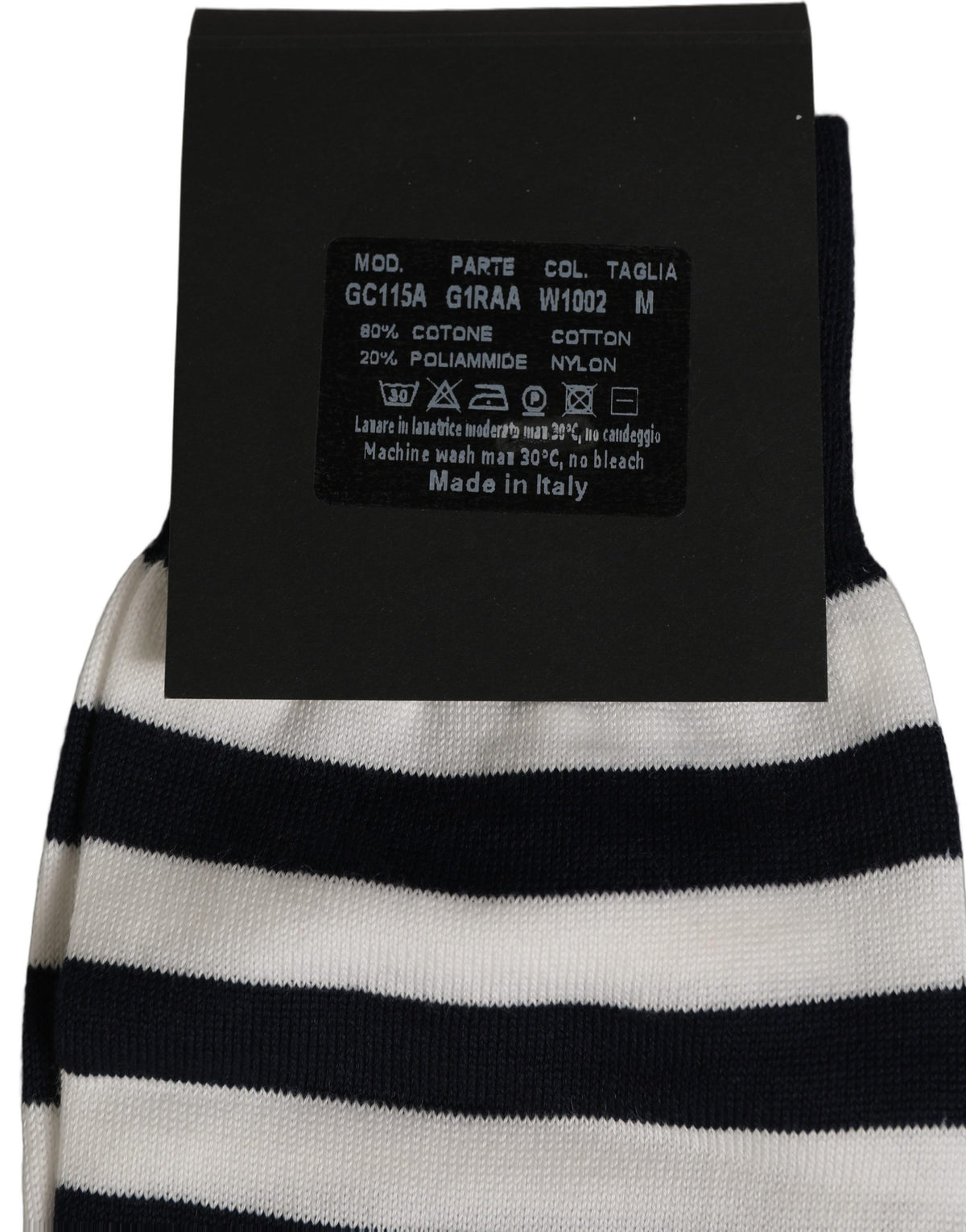 Dolce & Gabbana Women's Nylon Cotton & Calf Leather Socks - Black White Patterned Striped