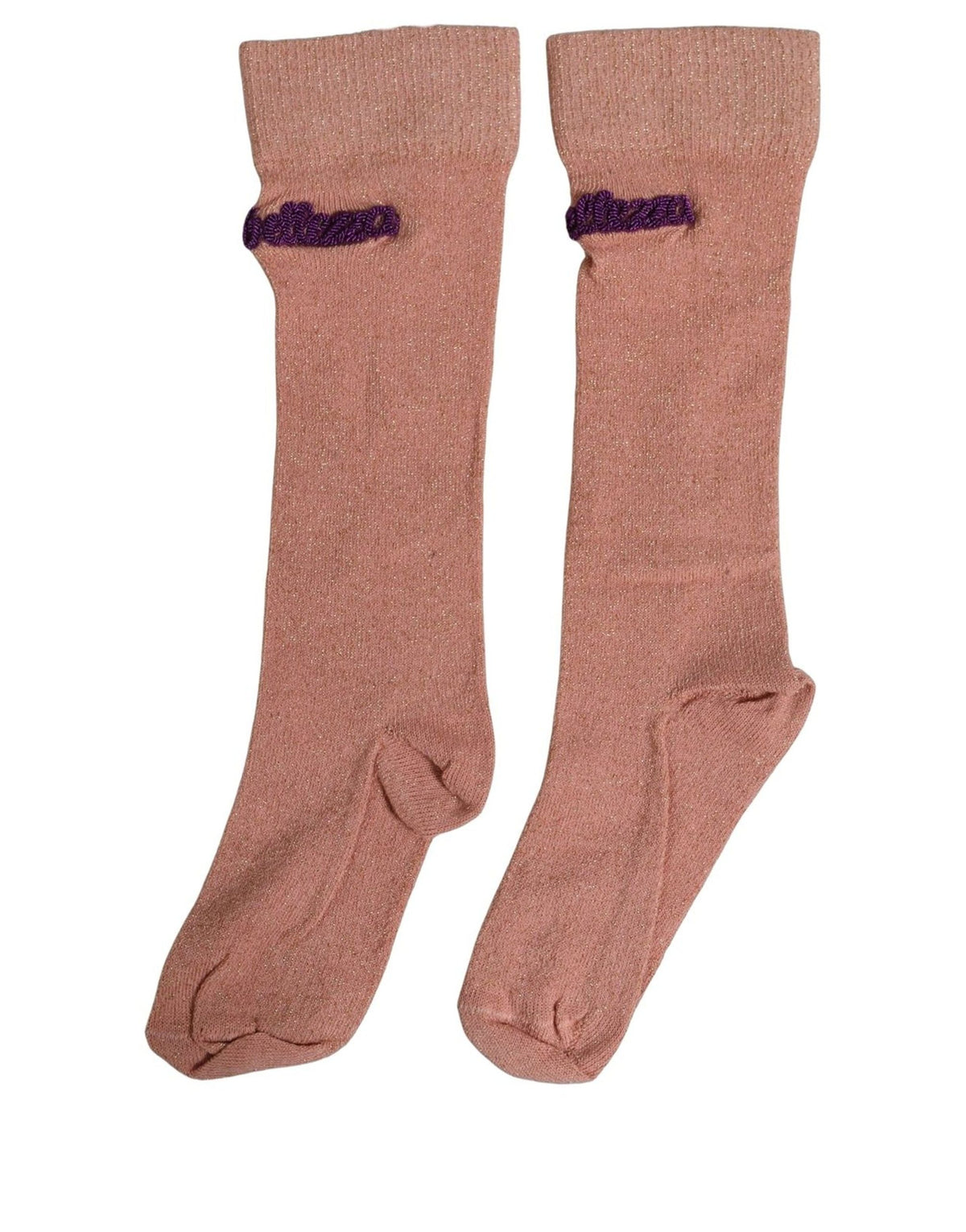Socks by Dolce & Gabbana for women in nylon metallized fiber cotton & calf leather pink features an stylish silhouette, showcasing the stylish design of this Women's Nylon Metallized Fiber Cotton & Calf Leather Socks with a stylish finish.