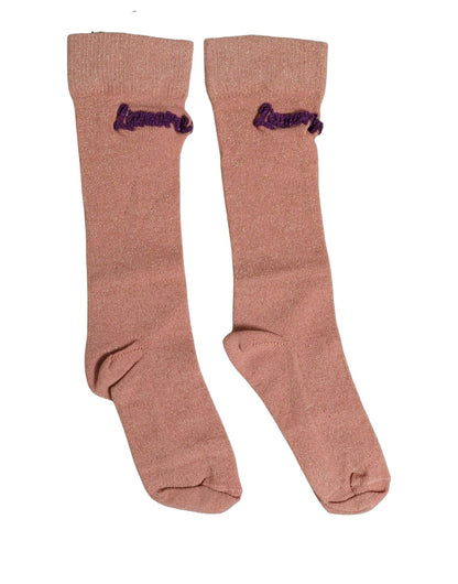 Socks by Dolce & Gabbana for women in nylon metallized fiber cotton & calf leather pink features an stylish silhouette, showcasing the stylish design of this Women's Nylon Metallized Fiber Cotton & Calf Leather Socks with a stylish finish.