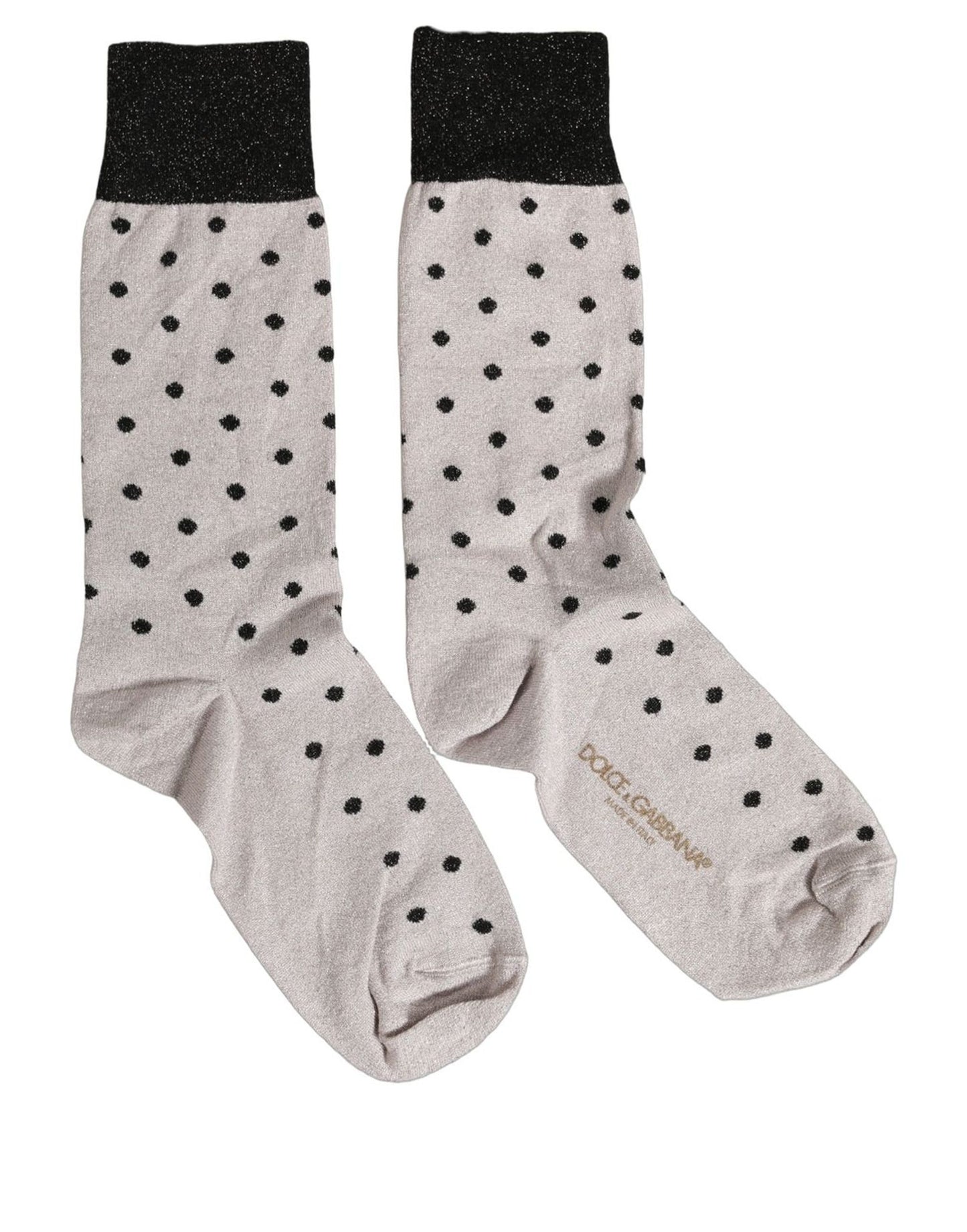 Dolce & Gabbana Gray Viscose Stretch Dotted Women Accessory Socks