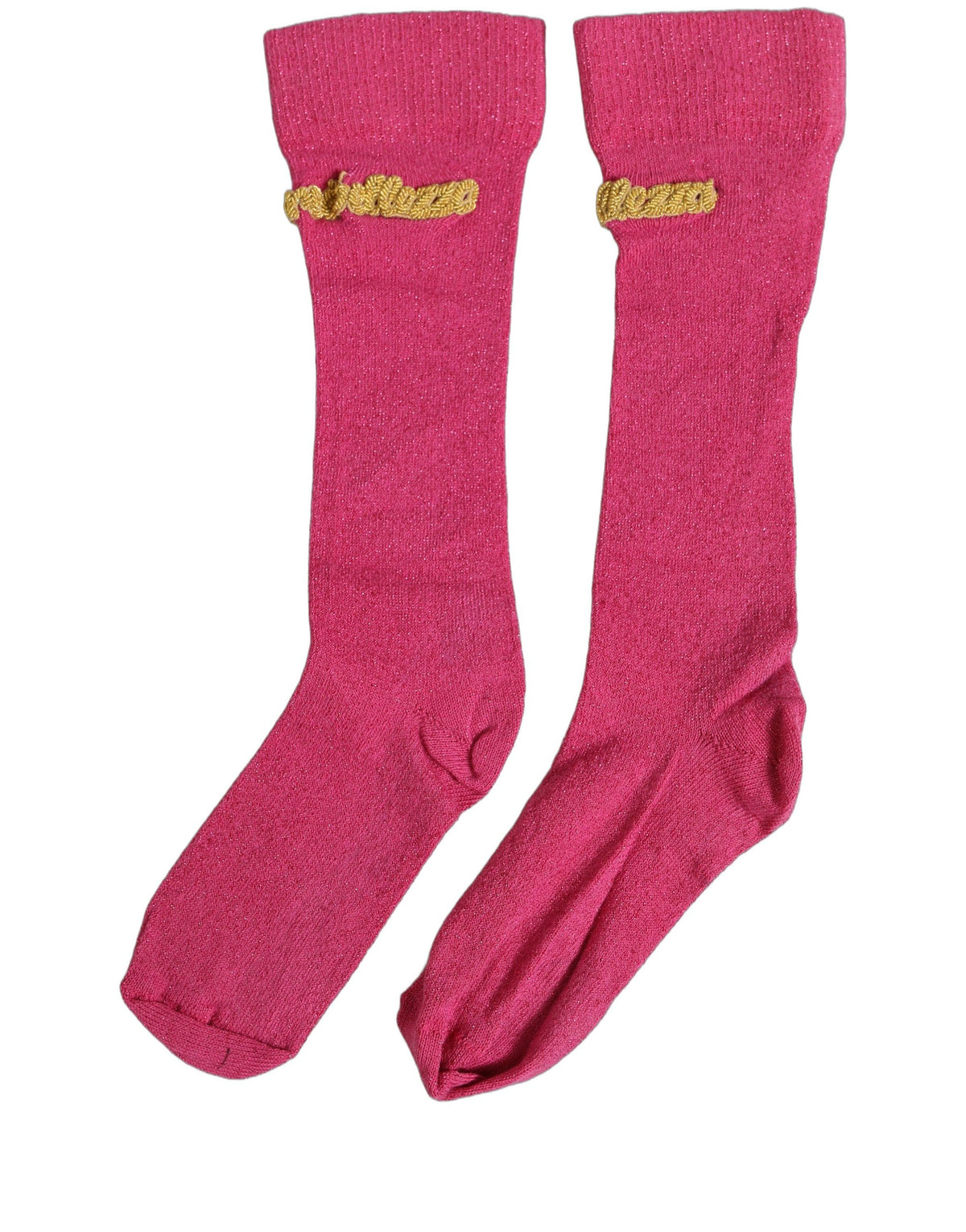 Socks by Dolce & Gabbana for women in nylon metallized fiber cotton & calf leather pink features a contemporary knit construction, showcasing the sophisticated design of this Women's Nylon Metallized Fiber Cotton & Calf Leather Socks with its contemporary finish.