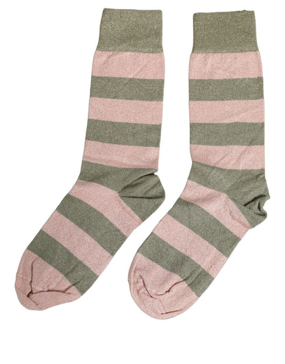 These Socks by Dolce & Gabbana for women in nylon polyester viscose & calf leather gray, pink & striped present a utilitarian silhouette from the Women's Nylon Polyester Viscose & Calf Leather Socks collection, offering a utilitarian fit and refined aesthetic.