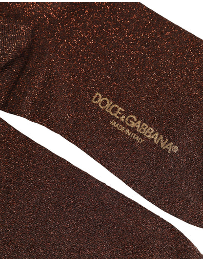 Socks by Dolce & Gabbana for women in nylon polyester viscose & calf leather brown features a contemporary knit construction, showcasing the sophisticated design of this Women's Nylon Polyester Viscose & Calf Leather Socks with its contemporary finish.