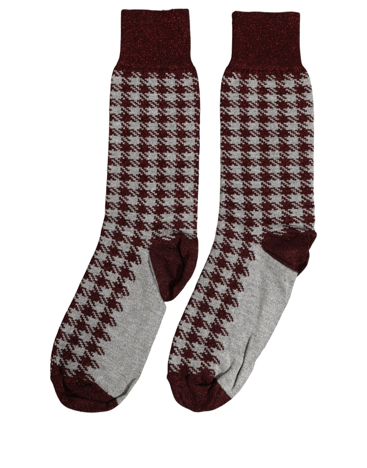 Socks by Dolce & Gabbana for women in nylon polyester viscose & calf leather gray, maroon, patterned & houndstooth presents a perennial silhouette, artfully capturing the refined essence of the perennial Women's Nylon Polyester Viscose & Calf Leather Socks design with a perennial finish.