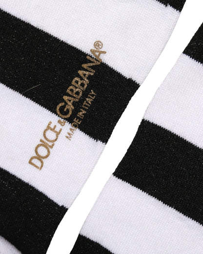 Socks by Dolce & Gabbana for women in nylon polyester viscose & calf leather black, white & striped features an stylish silhouette, showcasing the stylish design of this Women's Nylon Polyester Viscose & Calf Leather Socks with a stylish finish.