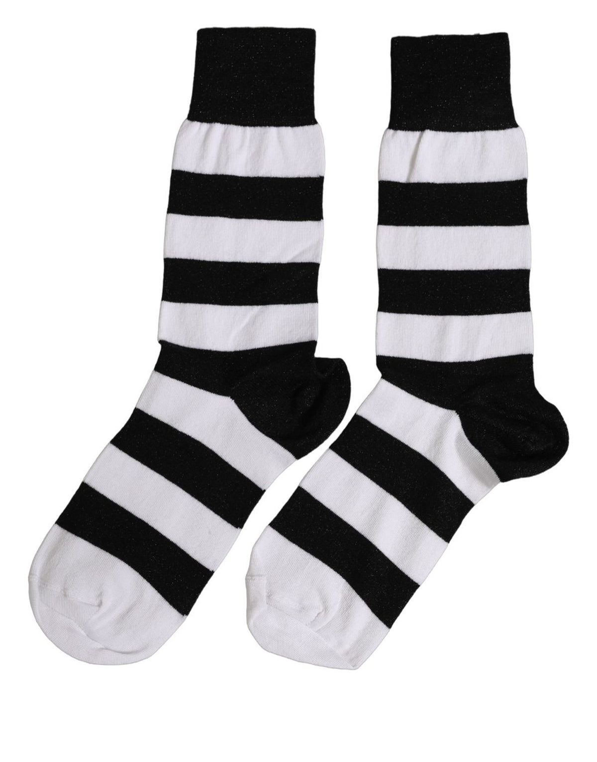 Socks by Dolce & Gabbana for women in nylon polyester viscose & calf leather black, white & striped features a nuanced silhouette, showcasing the nuanced Women's Nylon Polyester Viscose & Calf Leather Socks design with a refined, premium finish.