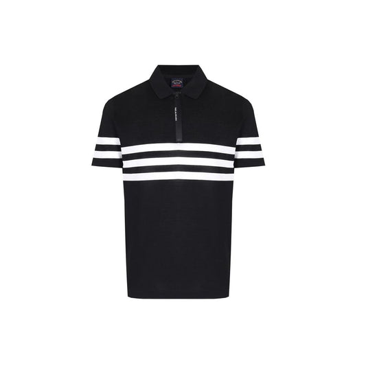 Polo Shirt by Paul & Shark for men in cotton black & print presents a distinguished silhouette, showcasing a sophisticated and distinguished short-sleeve for a truly distinguished finish.